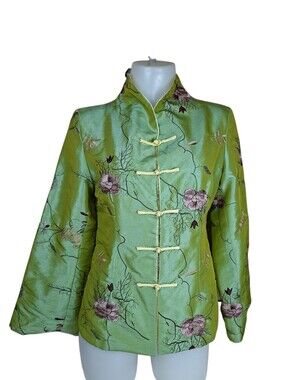 Mandarin Collar Frog Toggle Button Asian Blazer Flowers Embroidery Tapestry
